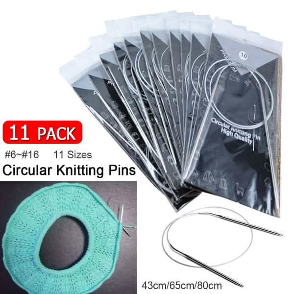 11-Pack: Stainless Steel Circular Knitting Needles Circular Knitting Pins