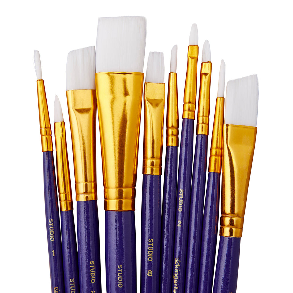 Studio White Nylon Brush Set Acrylic & Watercolor 10 pc