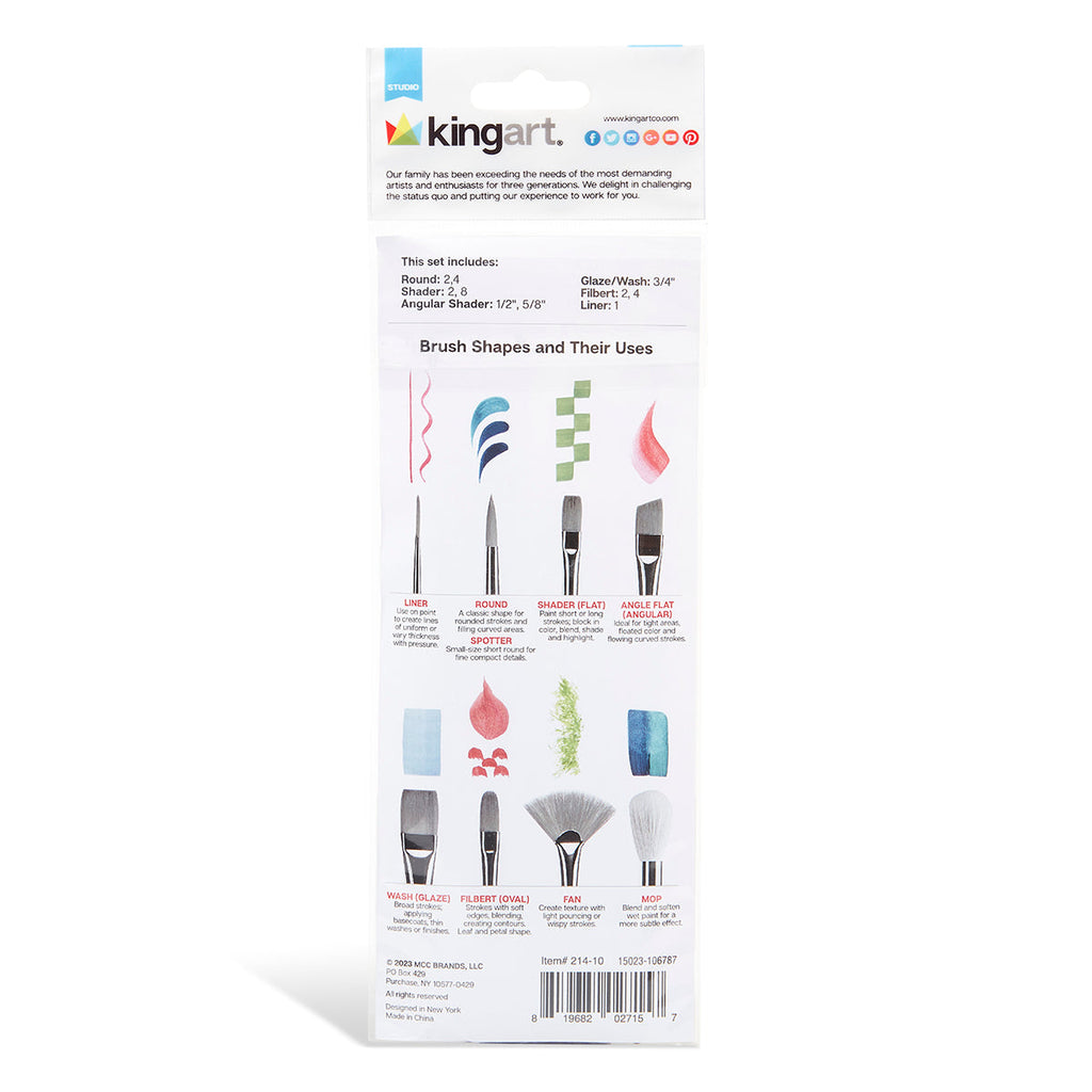 Studio White Nylon Brush Set Acrylic & Watercolor 10 pc