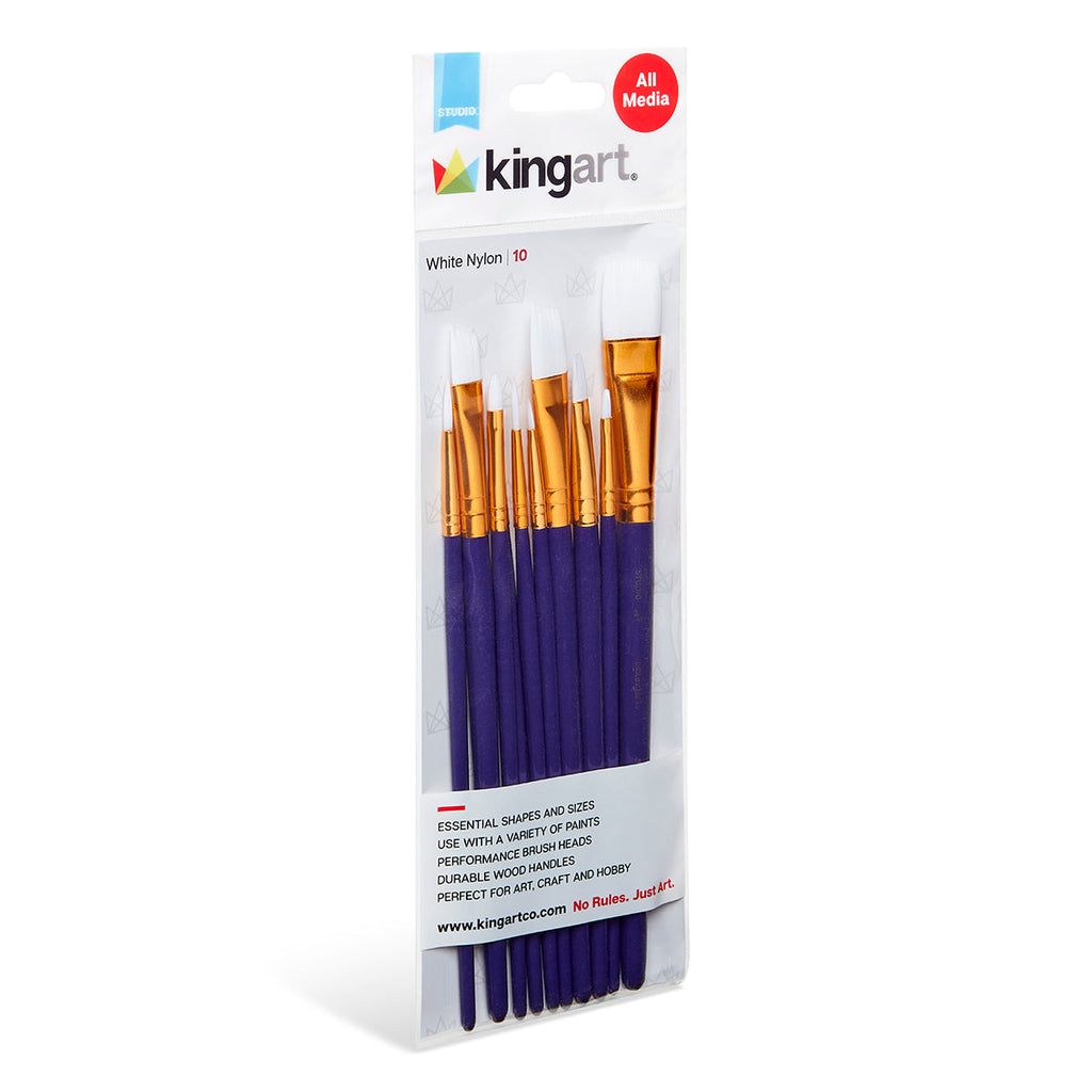 Studio White Nylon Brush Set Acrylic & Watercolor 10 pc