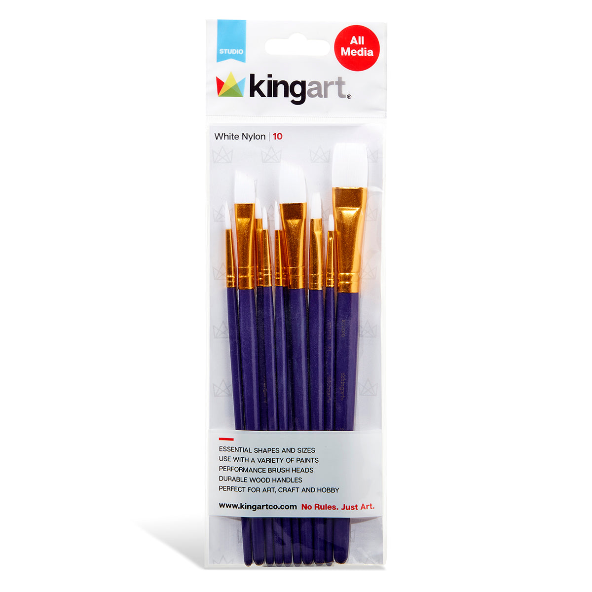Studio White Nylon Brush Set Acrylic & Watercolor 10 pc
