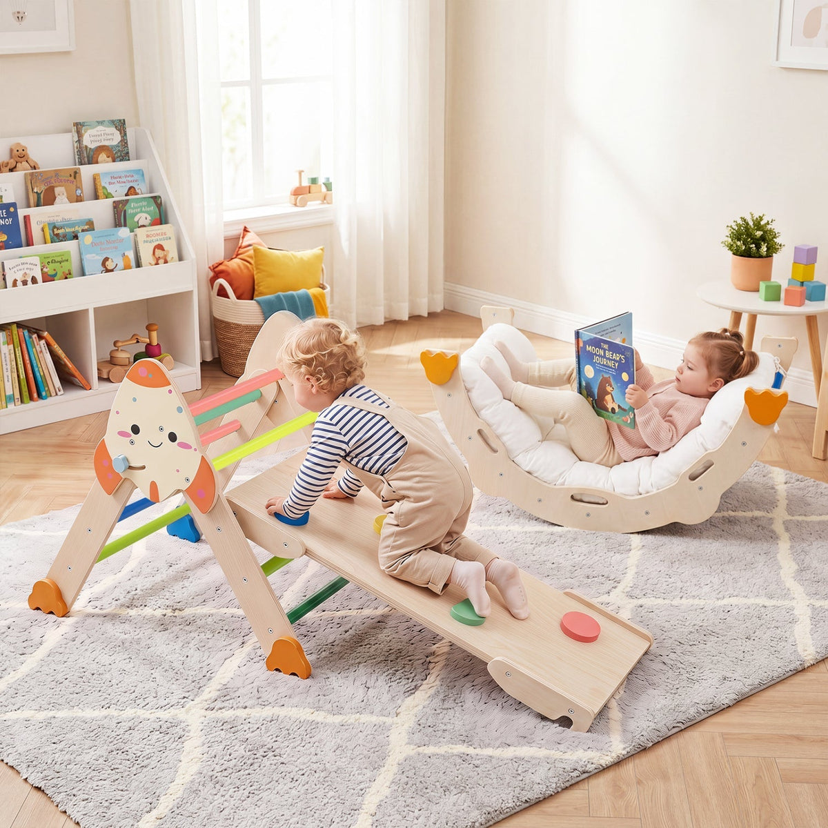 8-in-1 Climbing Set for Toddlers with Rocket Theme