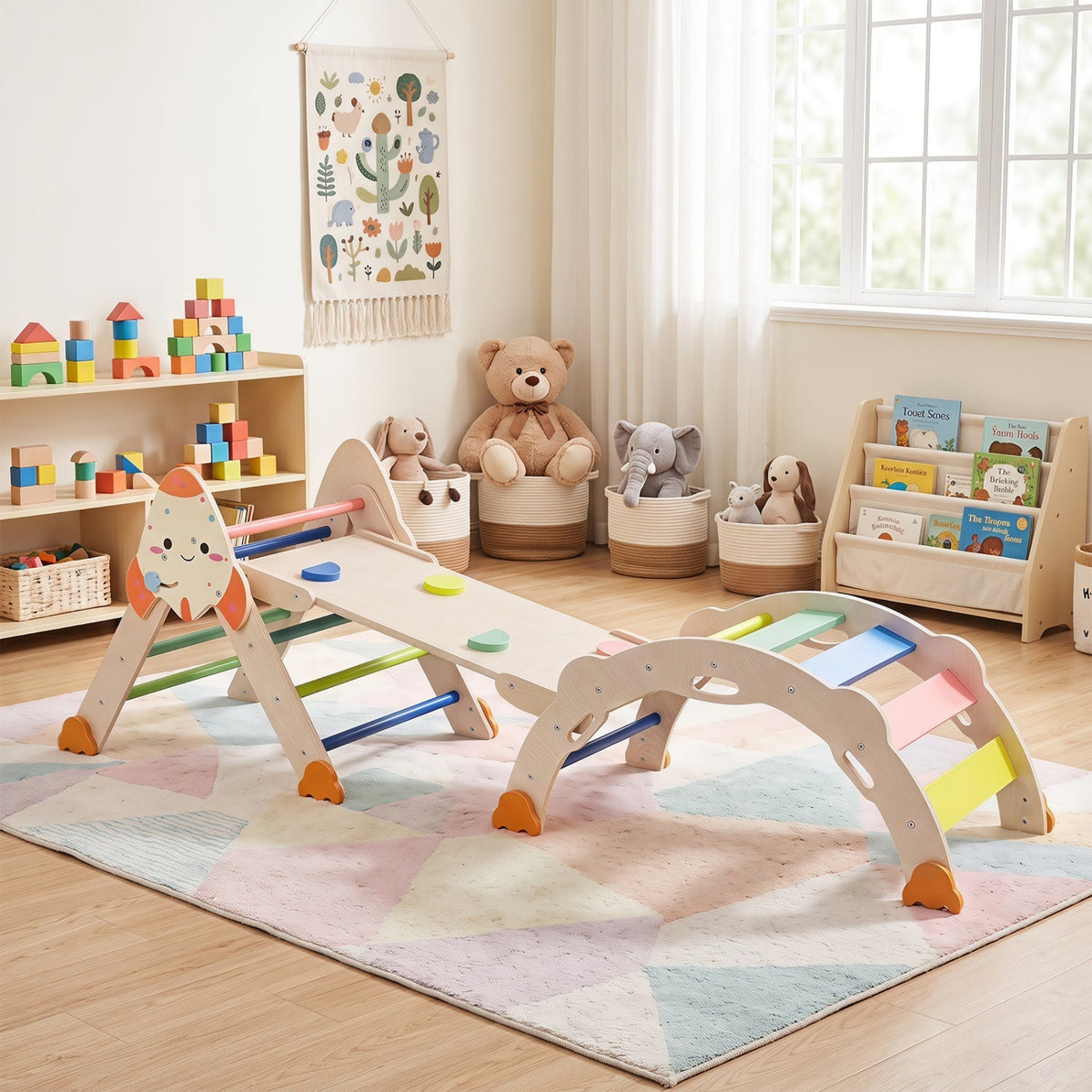 8-in-1 Climbing Set for Toddlers with Rocket Theme