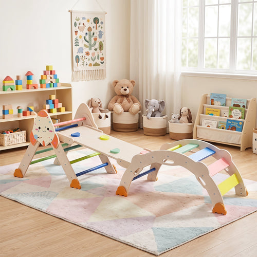8-in-1 Climbing Set for Toddlers with Rocket Theme