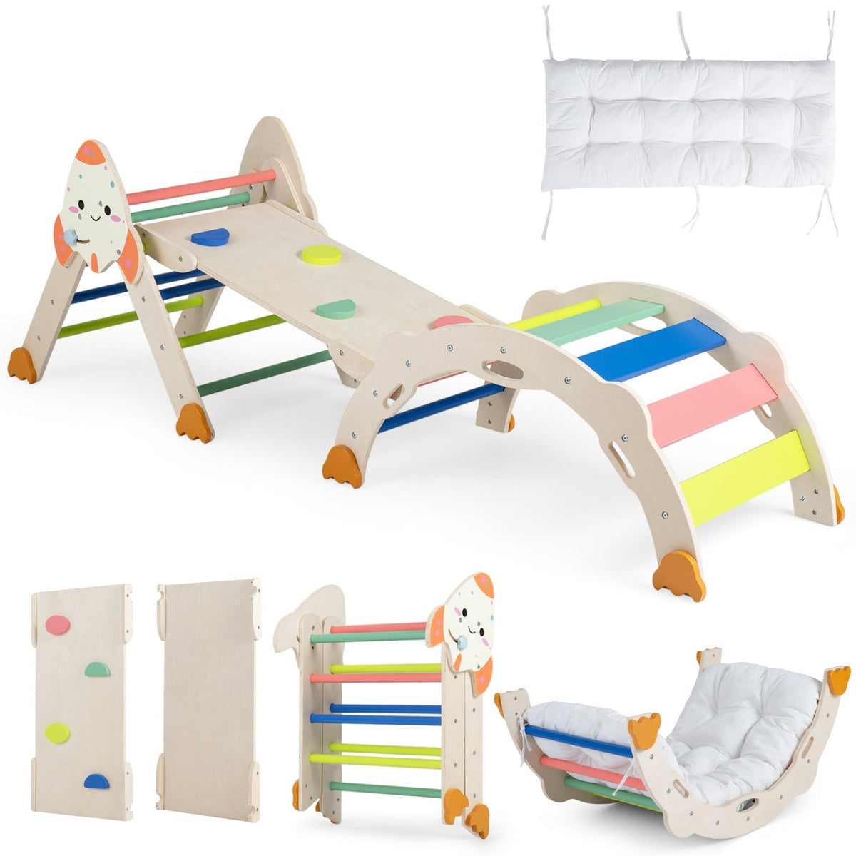8-in-1 Climbing Set for Toddlers with Rocket Theme