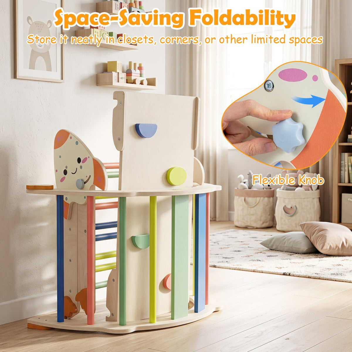 8-in-1 Climbing Set for Toddlers with Rocket Theme