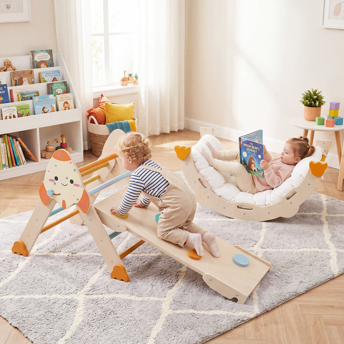 8-in-1 Climbing Set for Toddlers with Rocket Theme