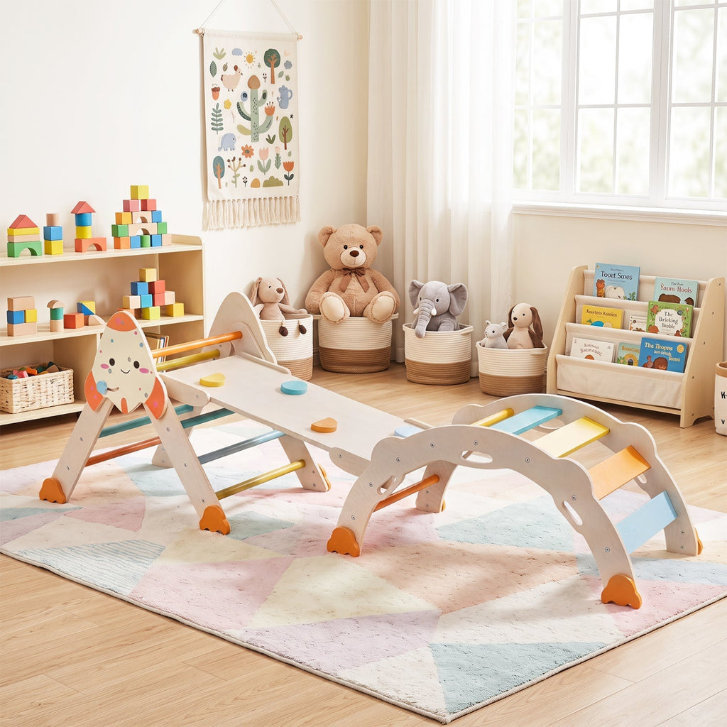 8-in-1 Climbing Set for Toddlers with Rocket Theme