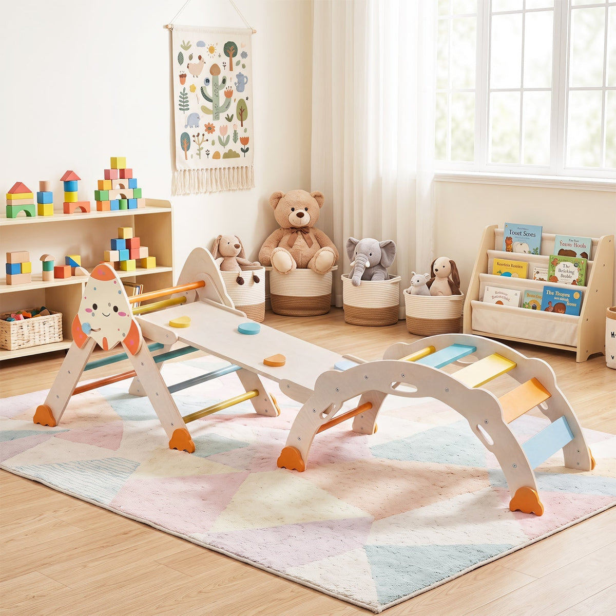8-in-1 Climbing Set for Toddlers with Rocket Theme