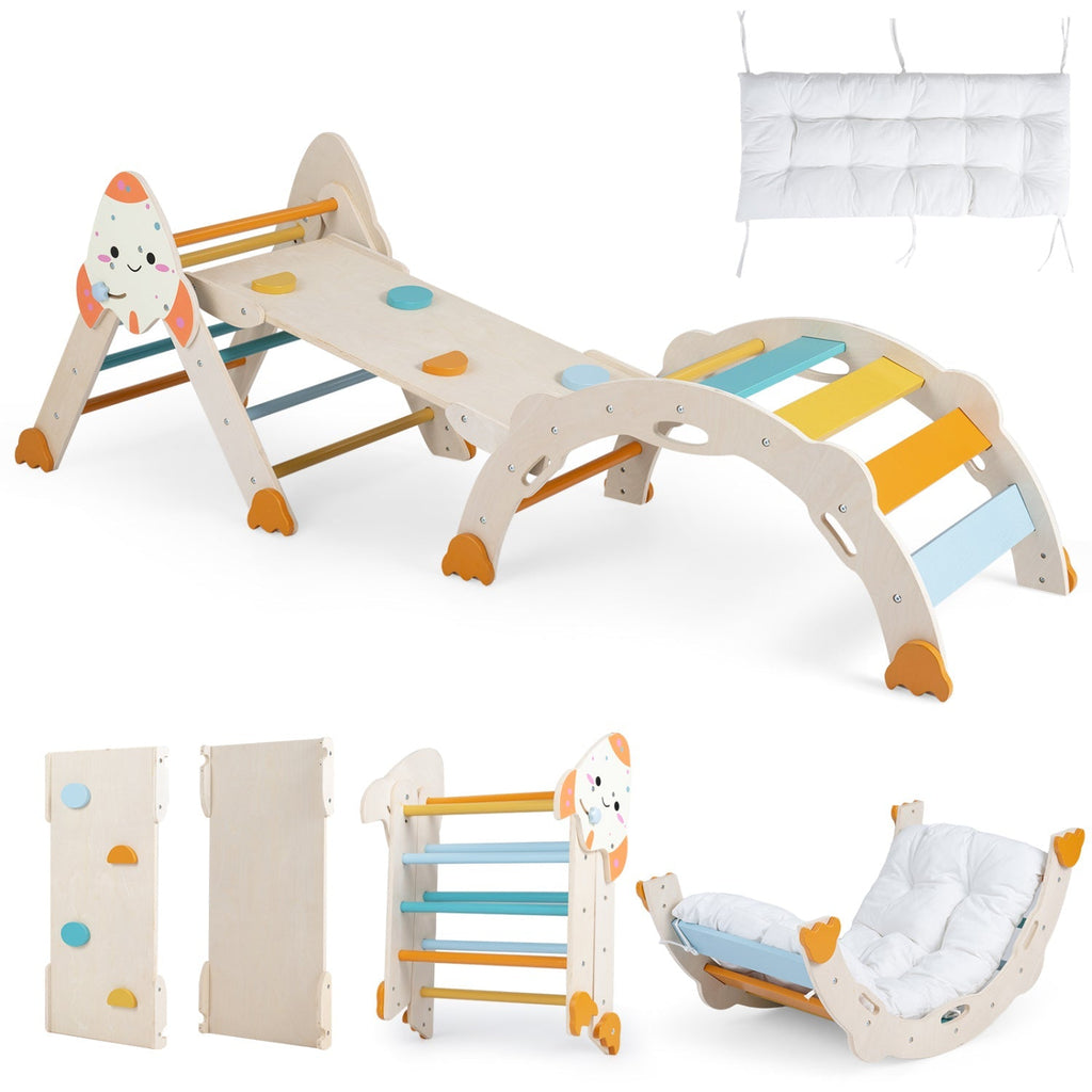8-in-1 Climbing Set for Toddlers with Rocket Theme