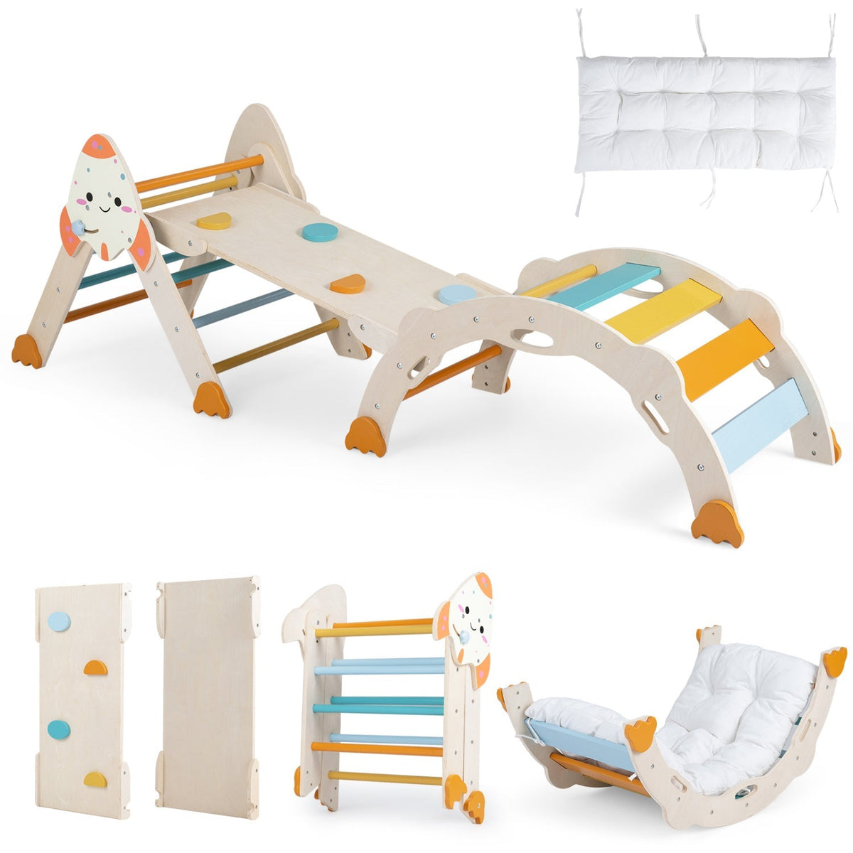 8-in-1 Climbing Set for Toddlers with Rocket Theme