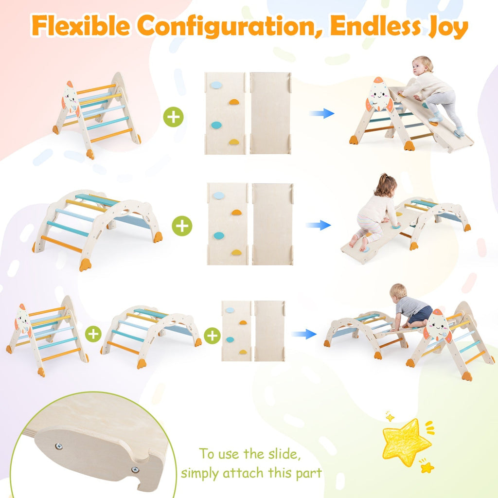 8-in-1 Climbing Set for Toddlers with Rocket Theme
