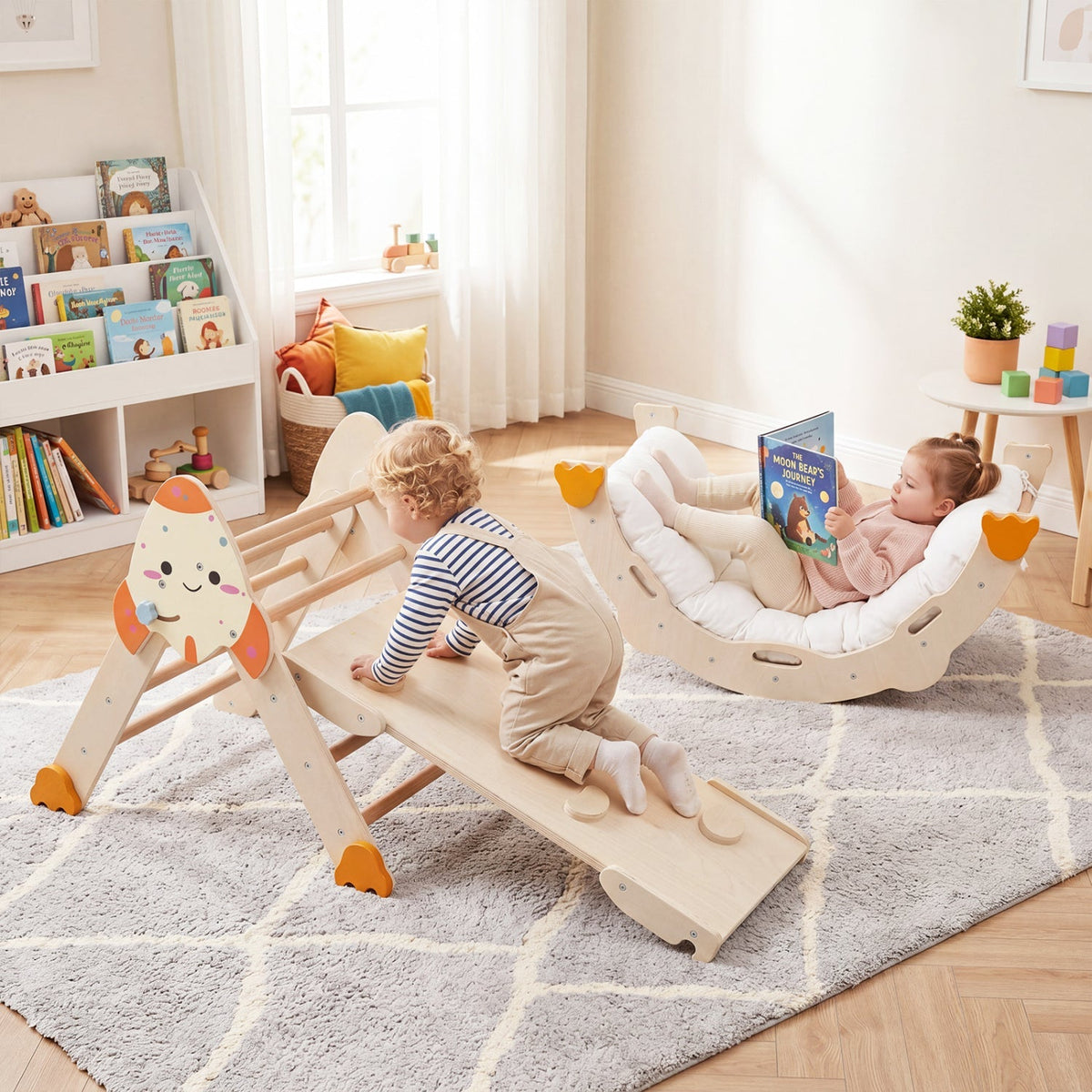8-in-1 Climbing Set for Toddlers with Rocket Theme