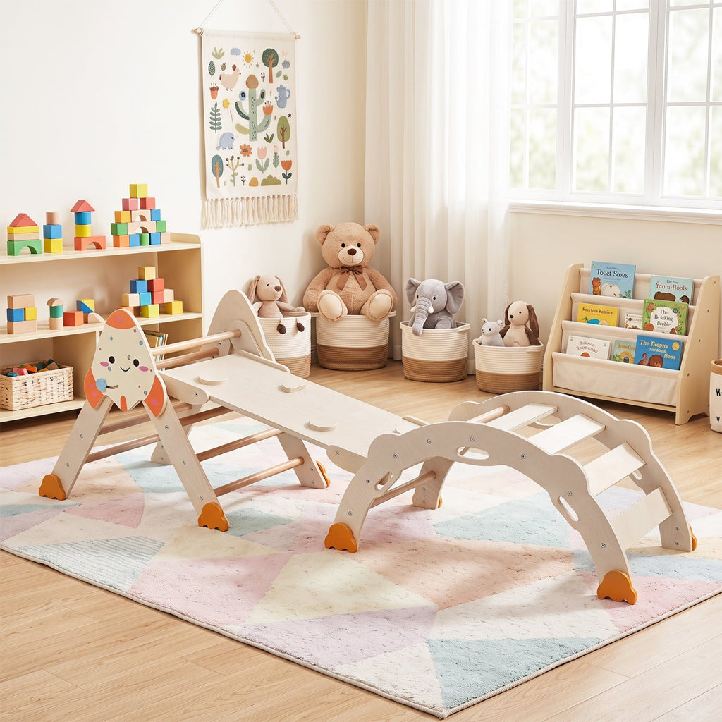 8-in-1 Climbing Set for Toddlers with Rocket Theme