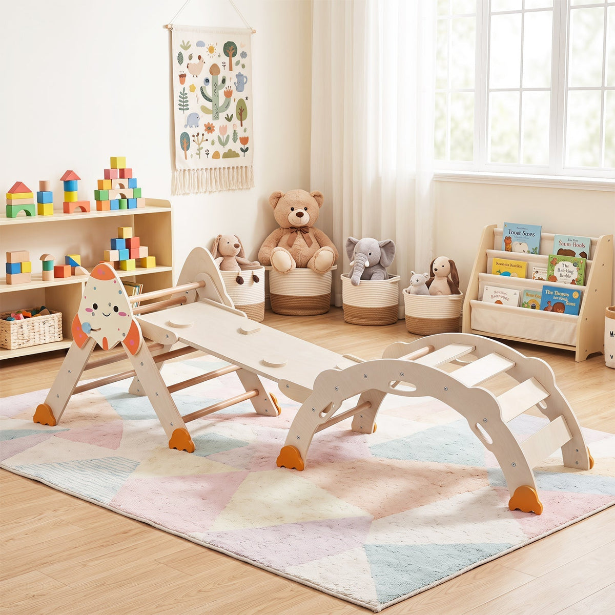 8-in-1 Climbing Set for Toddlers with Rocket Theme