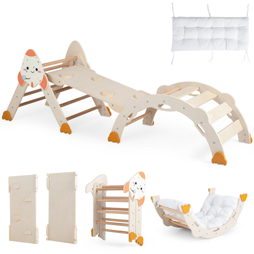 8-in-1 Climbing Set for Toddlers with Rocket Theme