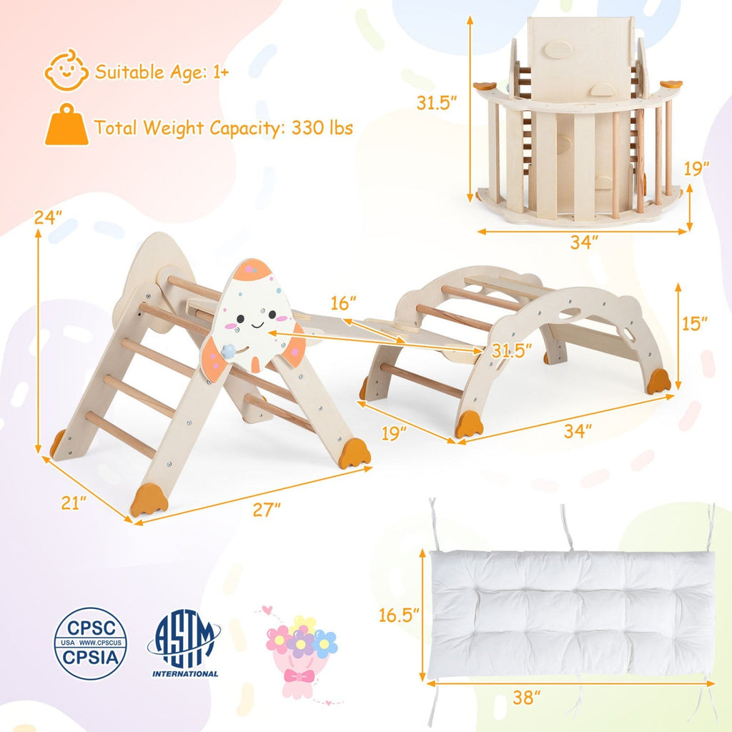 8-in-1 Climbing Set for Toddlers with Rocket Theme