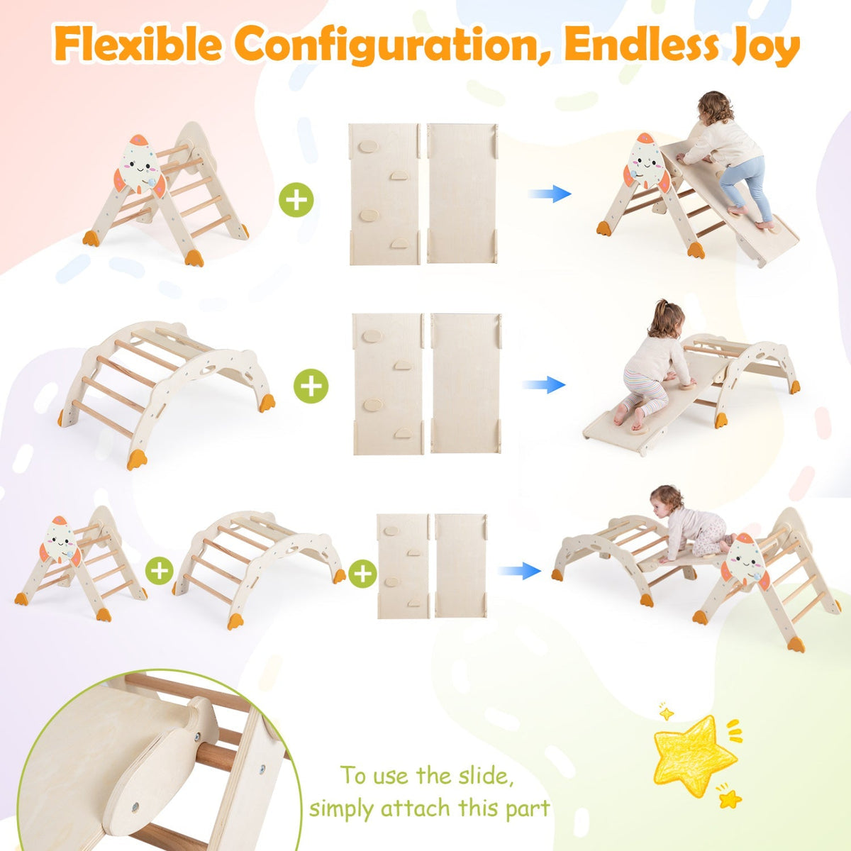 8-in-1 Climbing Set for Toddlers with Rocket Theme
