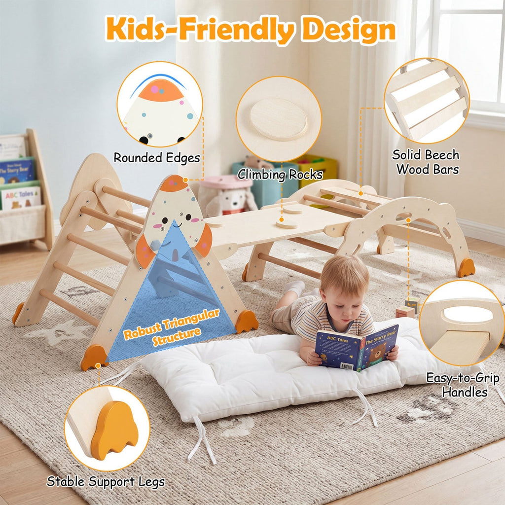 8-in-1 Climbing Set for Toddlers with Rocket Theme