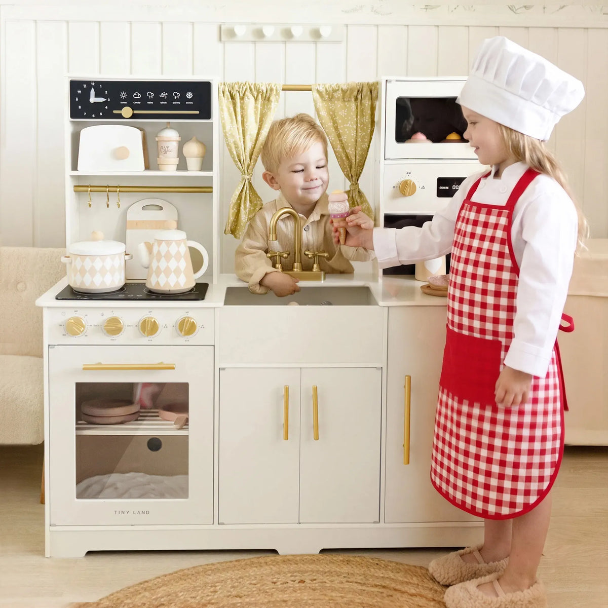 Tiny Land® Iconic Wooden Play Kitchen – Cooking Set for Kids