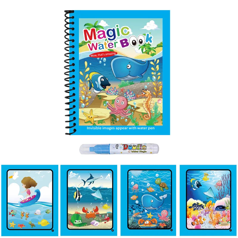 Kids Graffiti Picture Book With Refillable Water Pen | Magic Water Drawing Toy