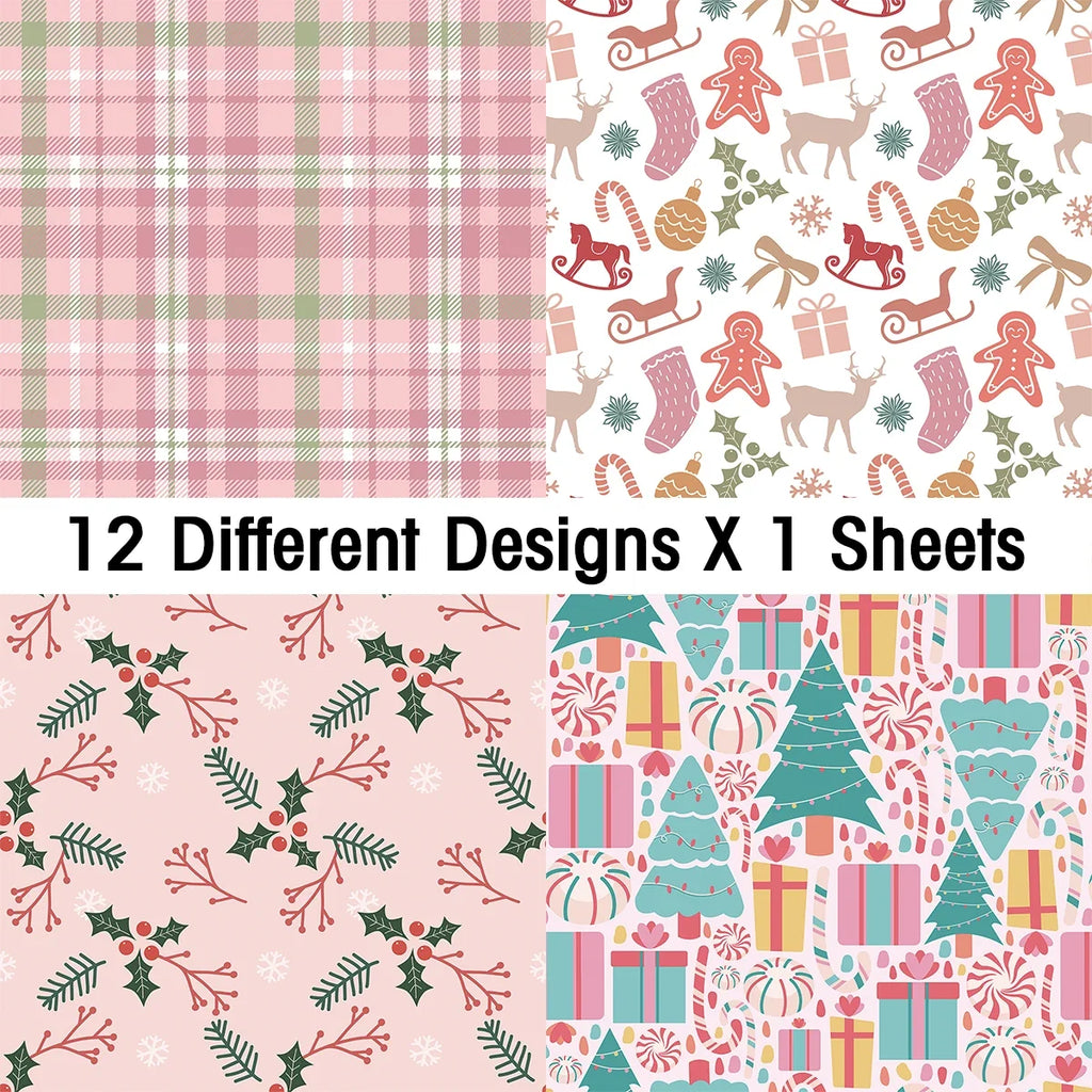 12pcs Retro Christmas Scrapbook Paper