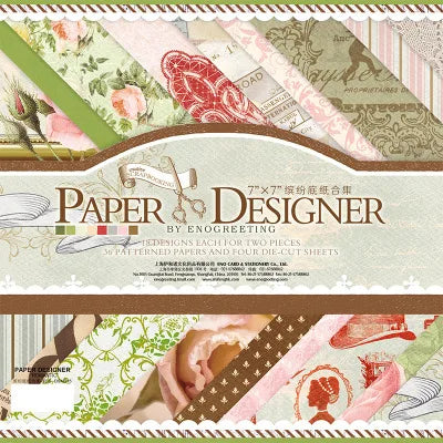7 Inch Vintage Scrapbook Paper Set | 40 Sheets Retro Cardstock