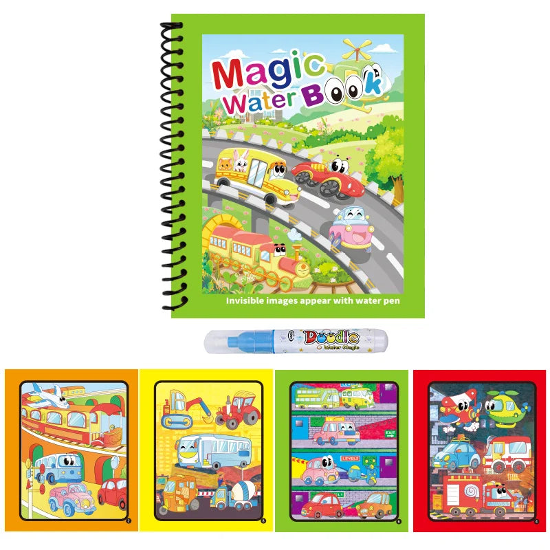 Kids Graffiti Picture Book With Refillable Water Pen | Magic Water Drawing Toy