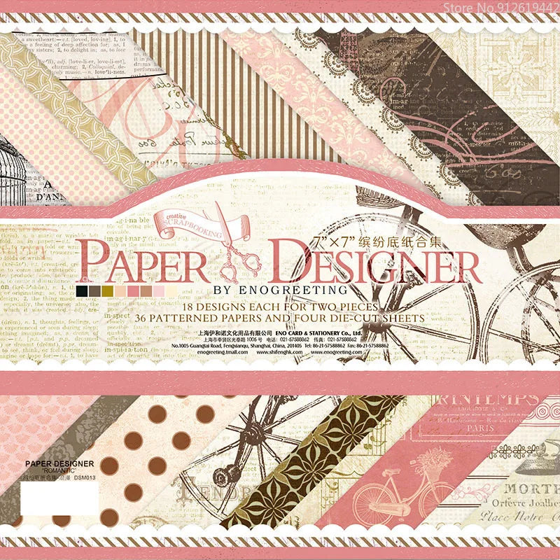 7 Inch Vintage Scrapbook Paper Set | 40 Sheets Retro Cardstock