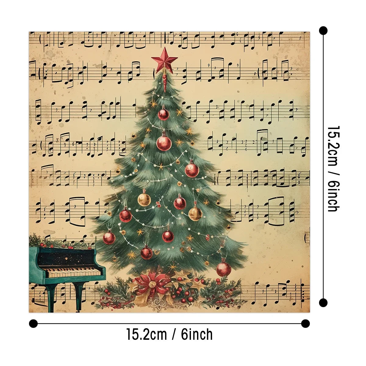 Vintage Christmas Sheet Music Scrapbook Paper 12 Sheets