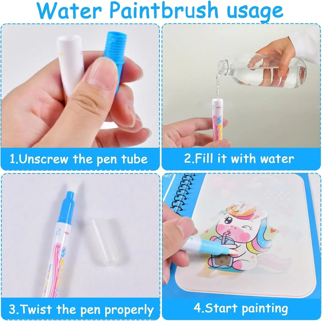 Kids Graffiti Picture Book With Refillable Water Pen | Magic Water Drawing Toy