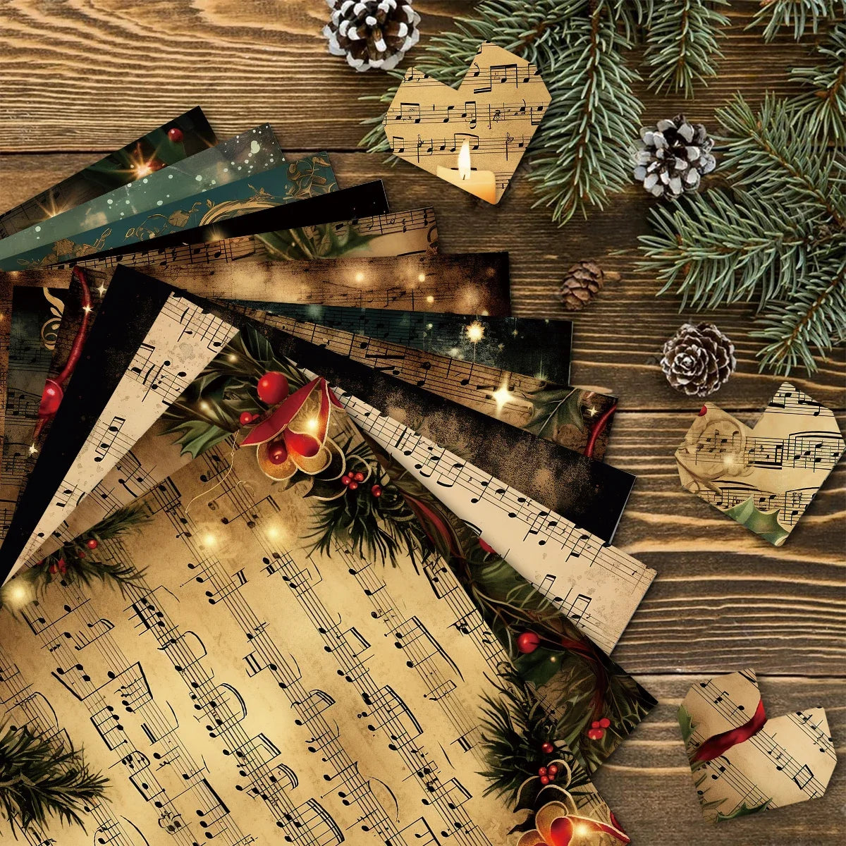Vintage Christmas Sheet Music Scrapbook Paper 12 Sheets