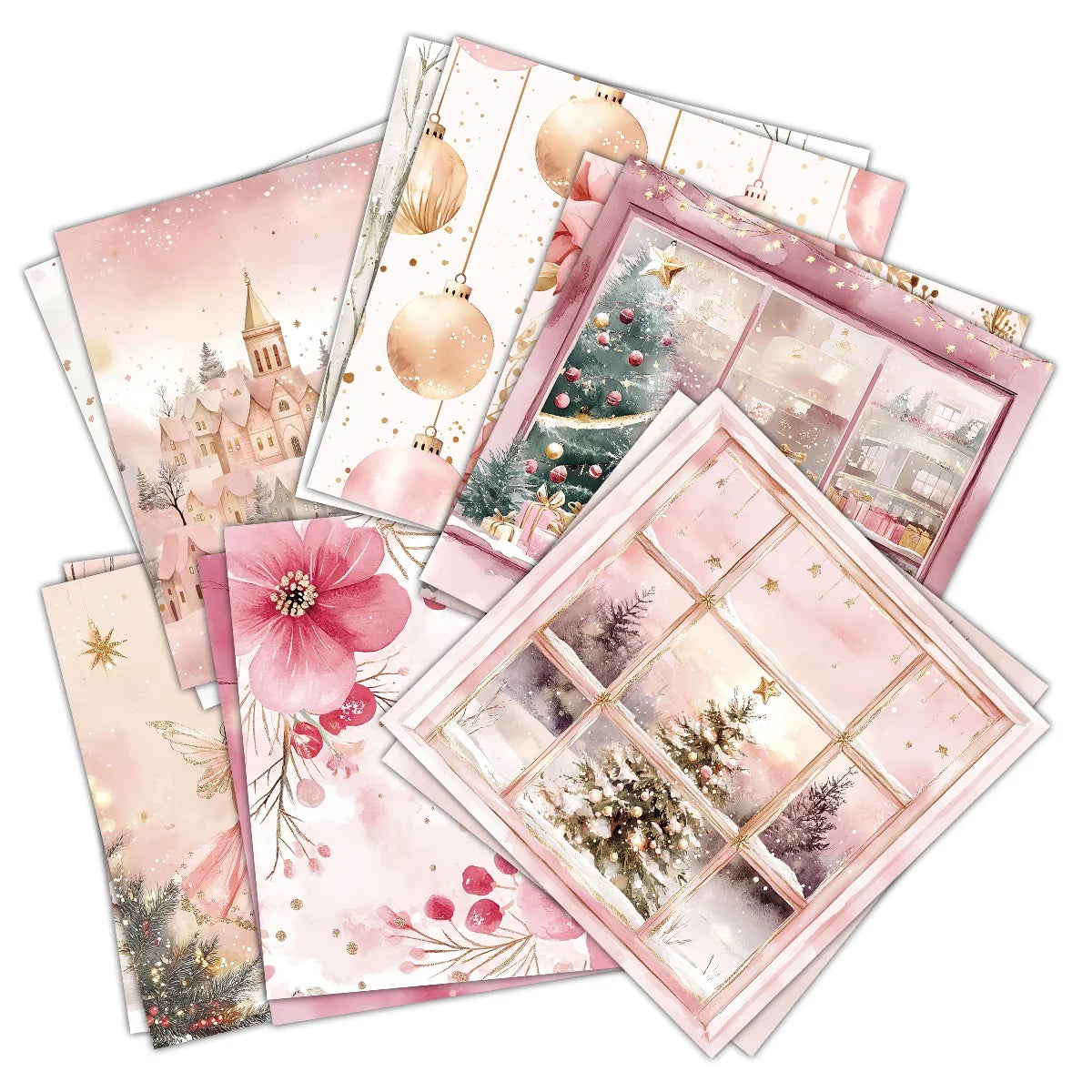 12pcs Retro Christmas Scrapbook Paper