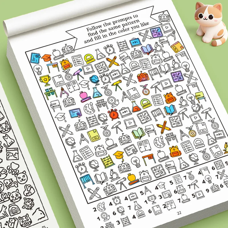 Find Hidden Objects Look and Color Early Education Game Book