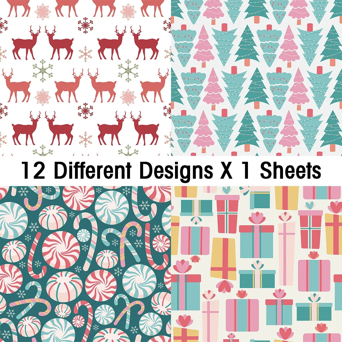 12pcs Retro Christmas Scrapbook Paper