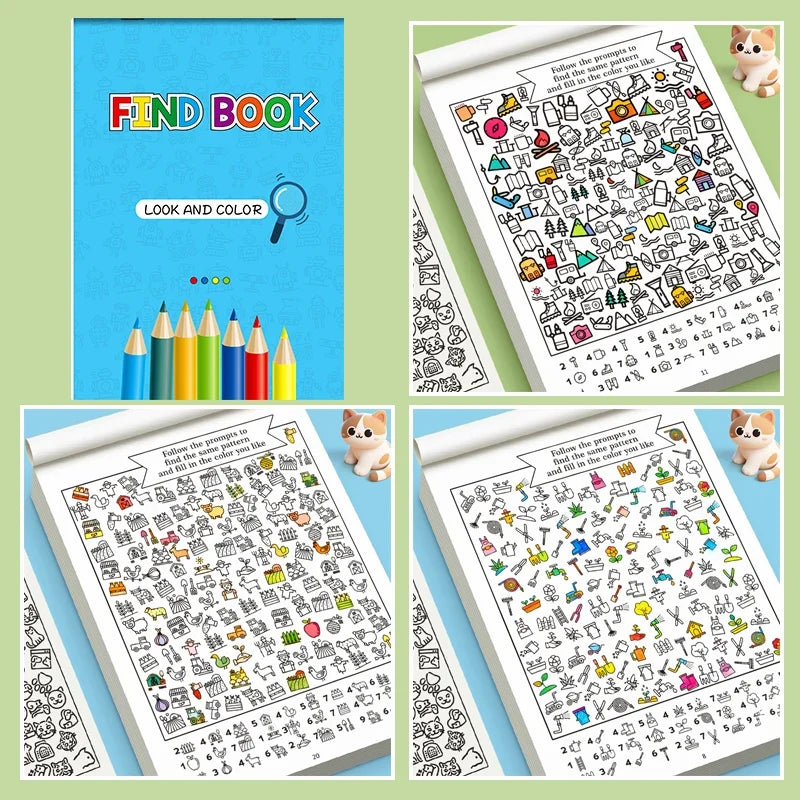 Find Hidden Objects Look and Color Early Education Game Book