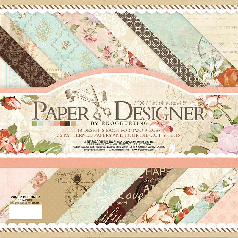 7 Inch Vintage Scrapbook Paper Set | 40 Sheets Retro Cardstock