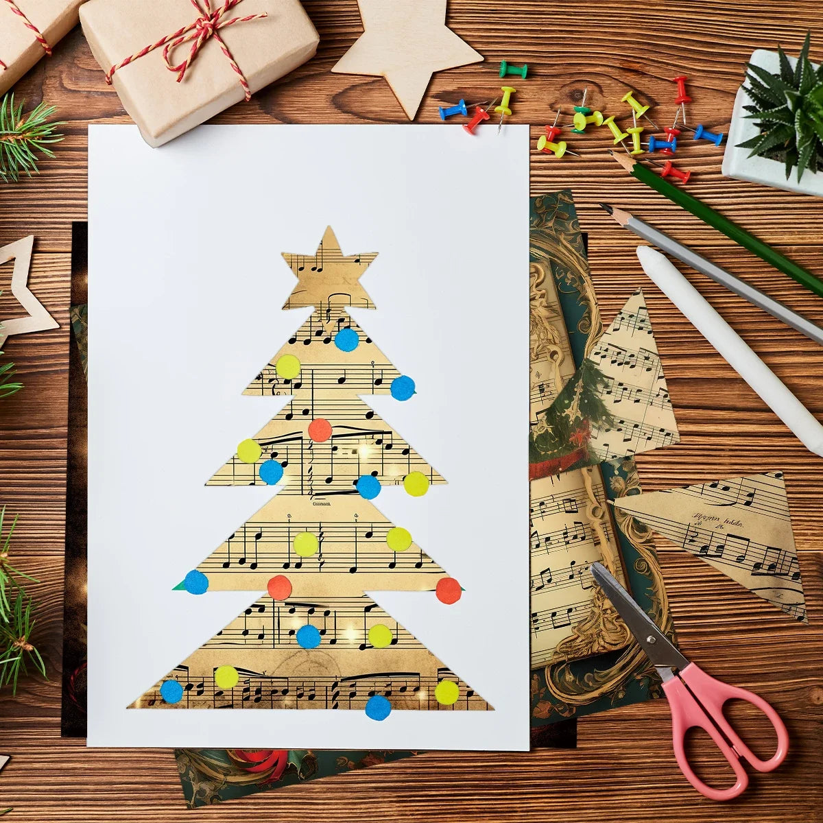 Vintage Christmas Sheet Music Scrapbook Paper 12 Sheets