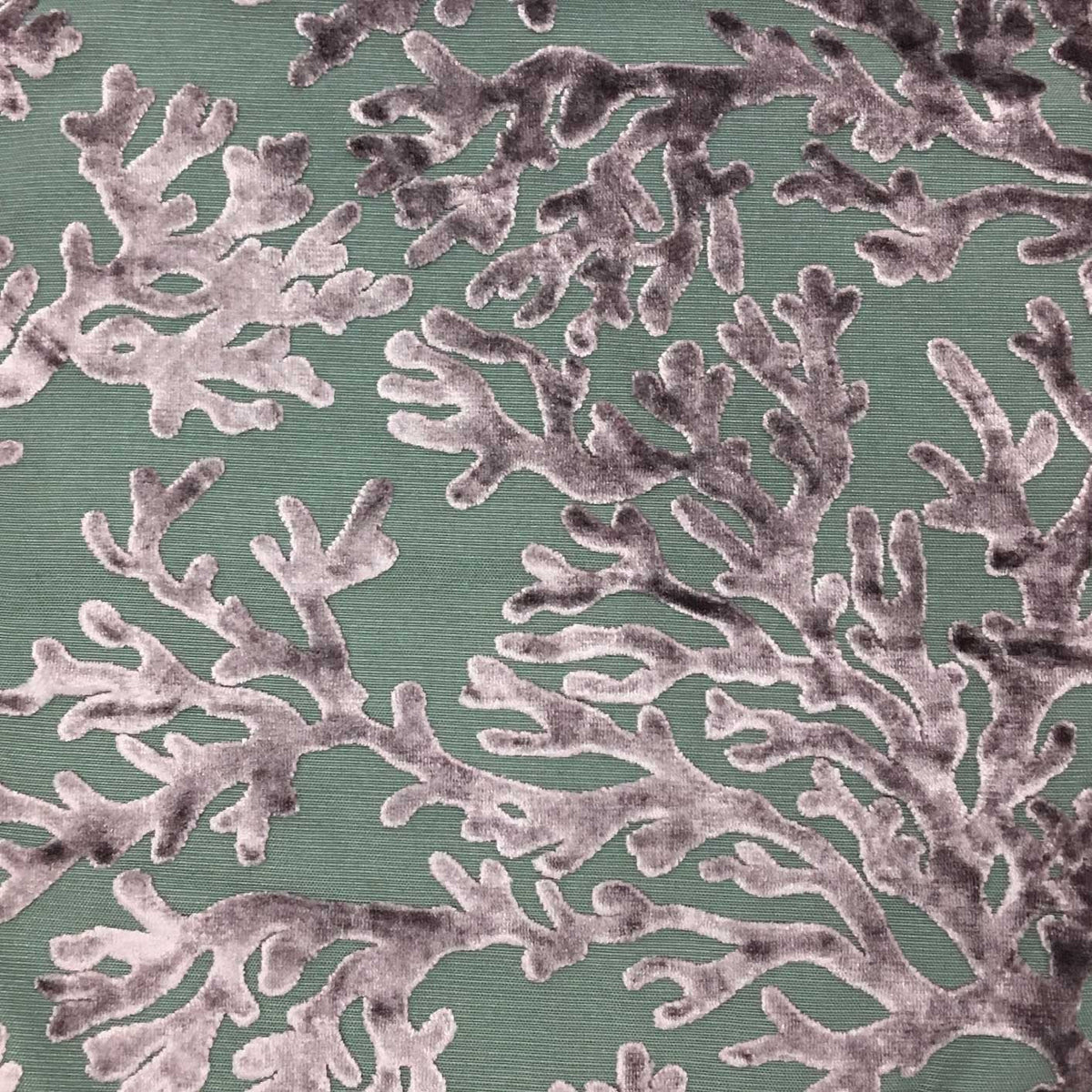 ST. TROPEZ - CORAL PATTERN BURNOUT VELVET DRAPERY & UPHOLSTERY FABRIC