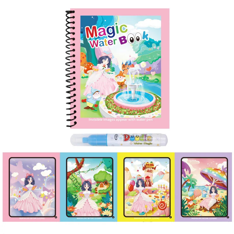 Kids Graffiti Picture Book With Refillable Water Pen | Magic Water Drawing Toy