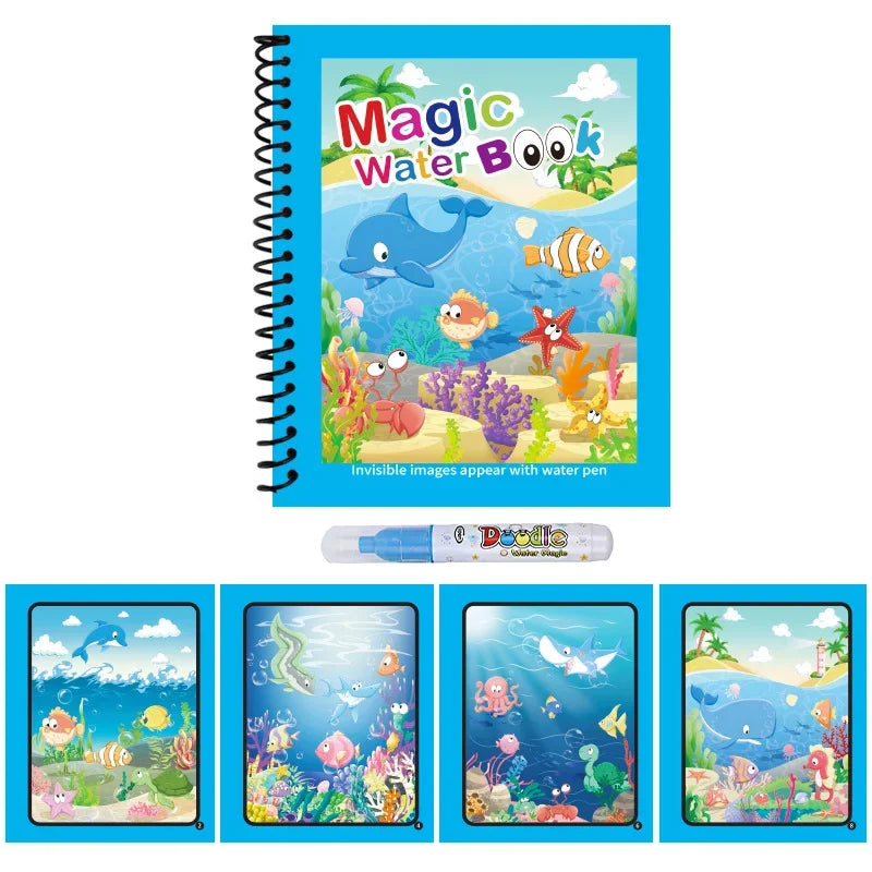 Kids Graffiti Picture Book With Refillable Water Pen | Magic Water Drawing Toy