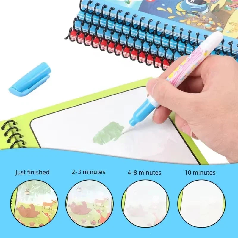 Kids Graffiti Picture Book With Refillable Water Pen | Magic Water Drawing Toy