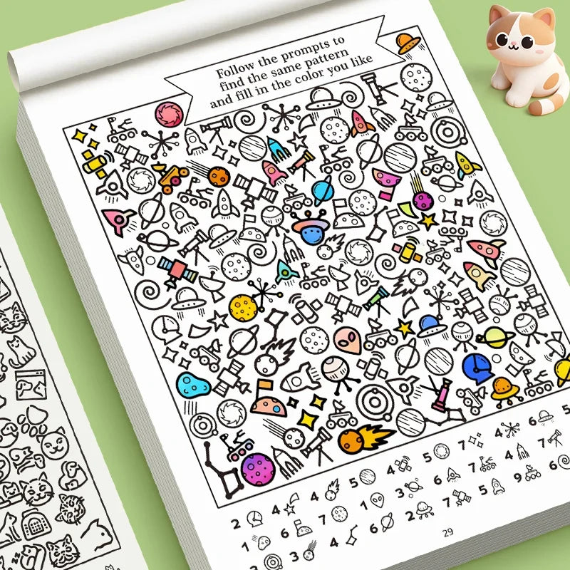 Find Hidden Objects Look and Color Early Education Game Book