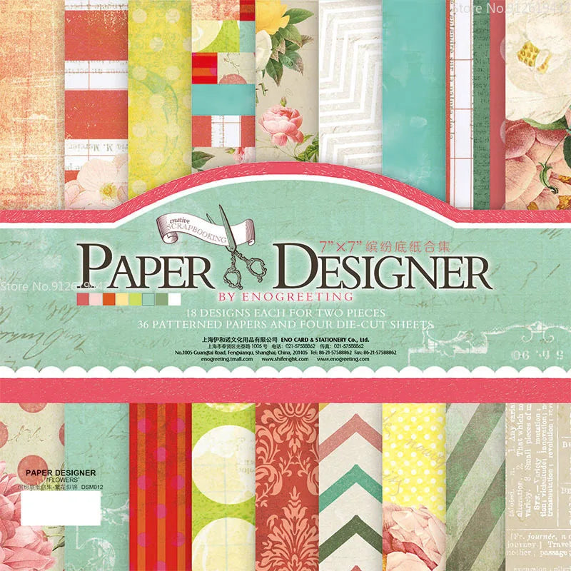 7 Inch Vintage Scrapbook Paper Set | 40 Sheets Retro Cardstock