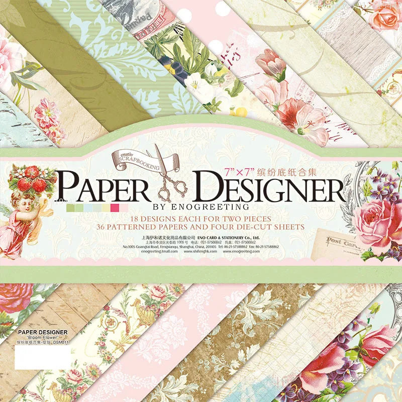 7 Inch Vintage Scrapbook Paper Set | 40 Sheets Retro Cardstock
