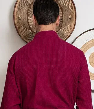 Waffle Spa Bathrobe for Men -  Absorbent, Lightweight