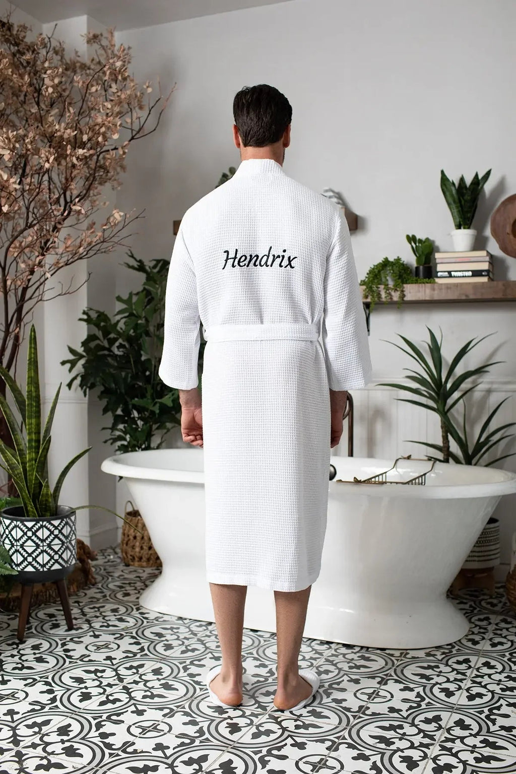Waffle Spa Bathrobe for Men -  Absorbent, Lightweight