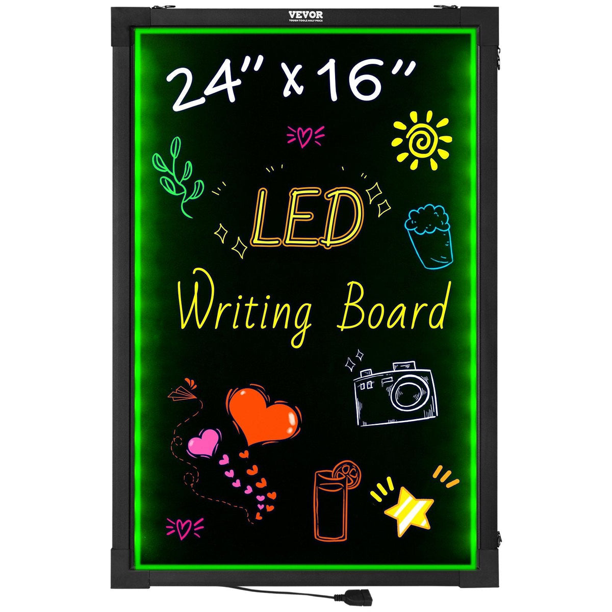 24"x16" Illuminated Erasable Lighted Chalkboard