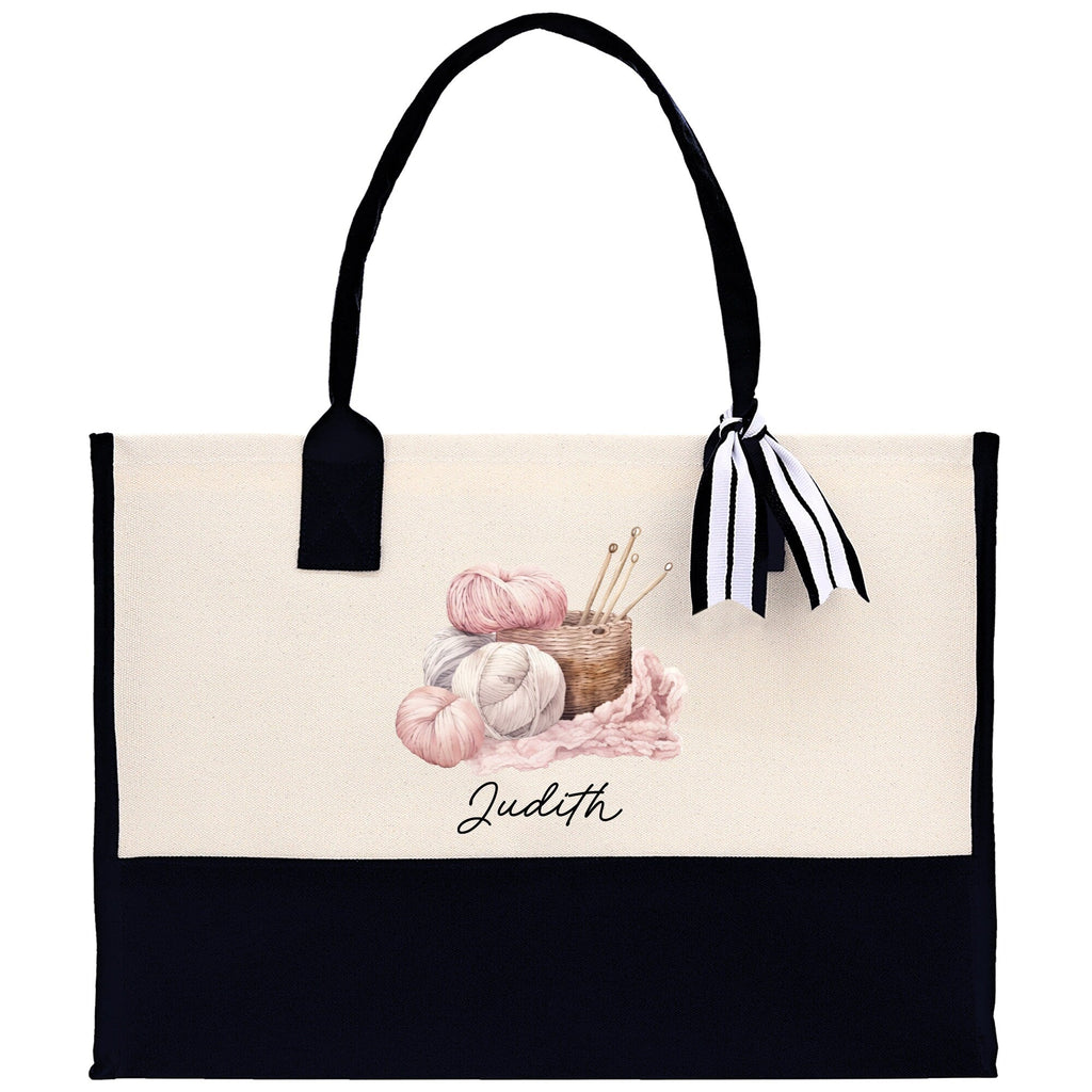 Personalized Knitting Cotton Canvas Tote Bag Custom