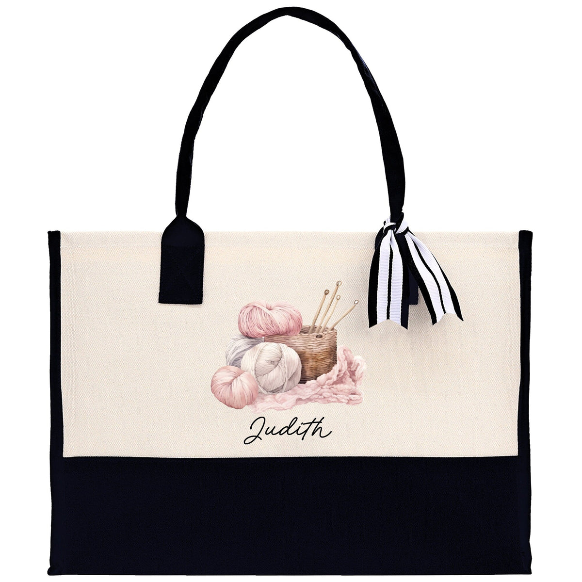 Personalized Knitting Cotton Canvas Tote Bag Custom